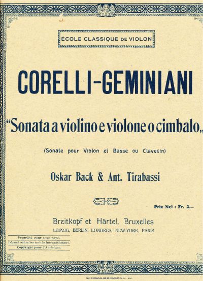 Samenwerking met A. Tirabassi, een bewerking van Corelli, IX. Sonata a Violino e Violone (ca. 1910)