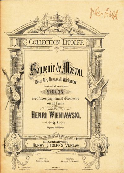 Uit de bibliotheek van Oskar Back: Wieniawski: Souvenir de Moscou