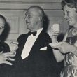 Na uitvoering van het vioolconcert van Ton de Leeuw. Links Olof en rechts H.K.H. Prinses Beatrix