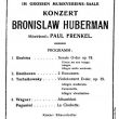 Aankondiging van een concert door Bronislaw Huberman