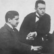 Links pianist Arthur Schnabel met rechts violist Carl Flesch