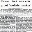 Het vrije volk, 4 januari 1963,  naar aanleiding van het overlijden van Oskar Back.