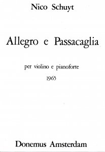 Titelpagina van Schuyt's beroemde Allegro e Passacaglia